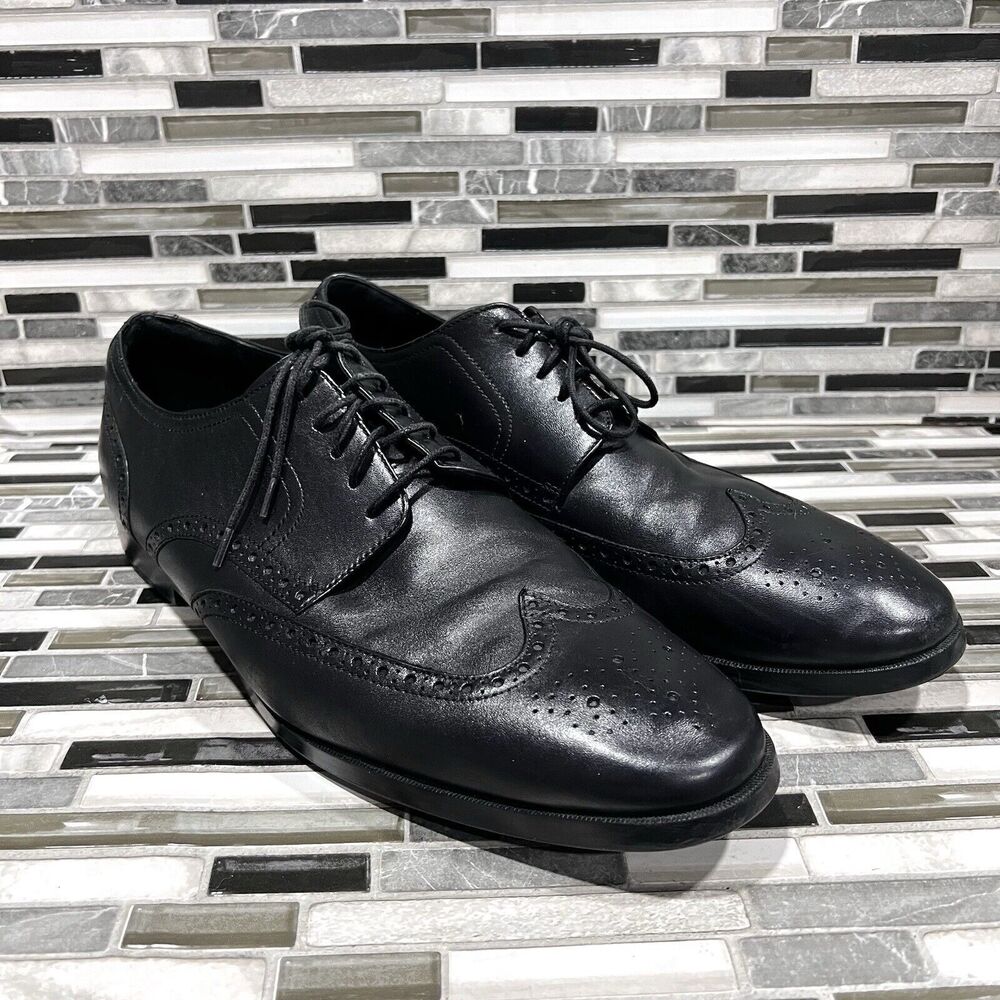 Cole Haan Grand OS C23793 Jefferson Leather Black Wingtip Shoes Mens Size‎ 13 M